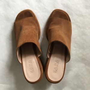 Zara Suede Tan Sandals